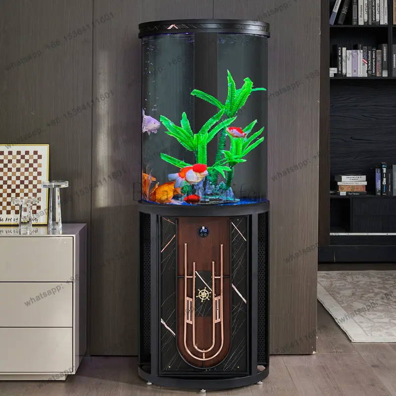 cylindrical fish tank lazy aquarium living room household small acrylic tank light luxury feng shui ecological tank