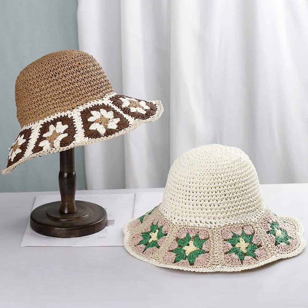 NEW 2022 Womens Straw Hats crochet hat Panamas UV Protection Sun Visor Beach Hats Women Visors Ladies hat Women Summer Sun hat