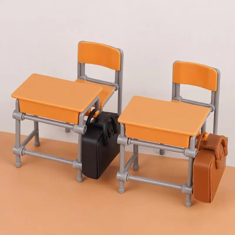 역할 놀이 가구 세트 인형 집 장식 팩 교실 Schoolbags 모델 어린이를위한 연구 테이블 장식 놀이방 설정