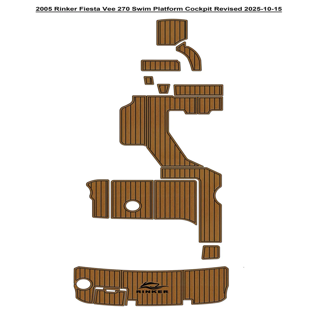 

2005 Rinker Fiesta Vee 270 Swim Platform Cockpit Pad Boat EVA Foam Faux Teak Deck Floor Mat SeaDek MarineMat Style Self Adhesive