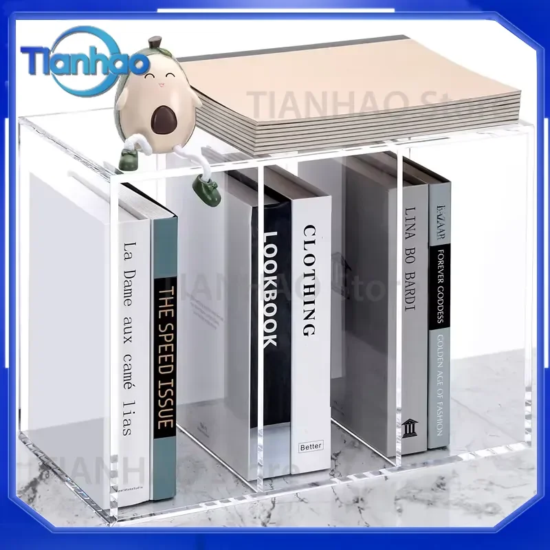 Thickened Acrylic A4 Desktop Document Organizer Large Capacity File Holder for Office Bookshelf Grid Display Storage Rack