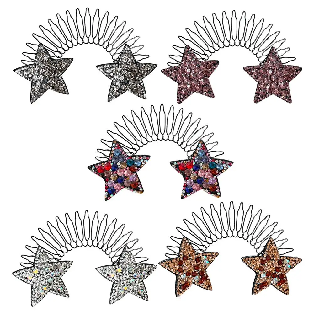 New Fashion Crystal Star Hair Clips Vintage Fixed Inxisible Hair Combs Hairbands For Women Girls Hair Accessories Children Gifts