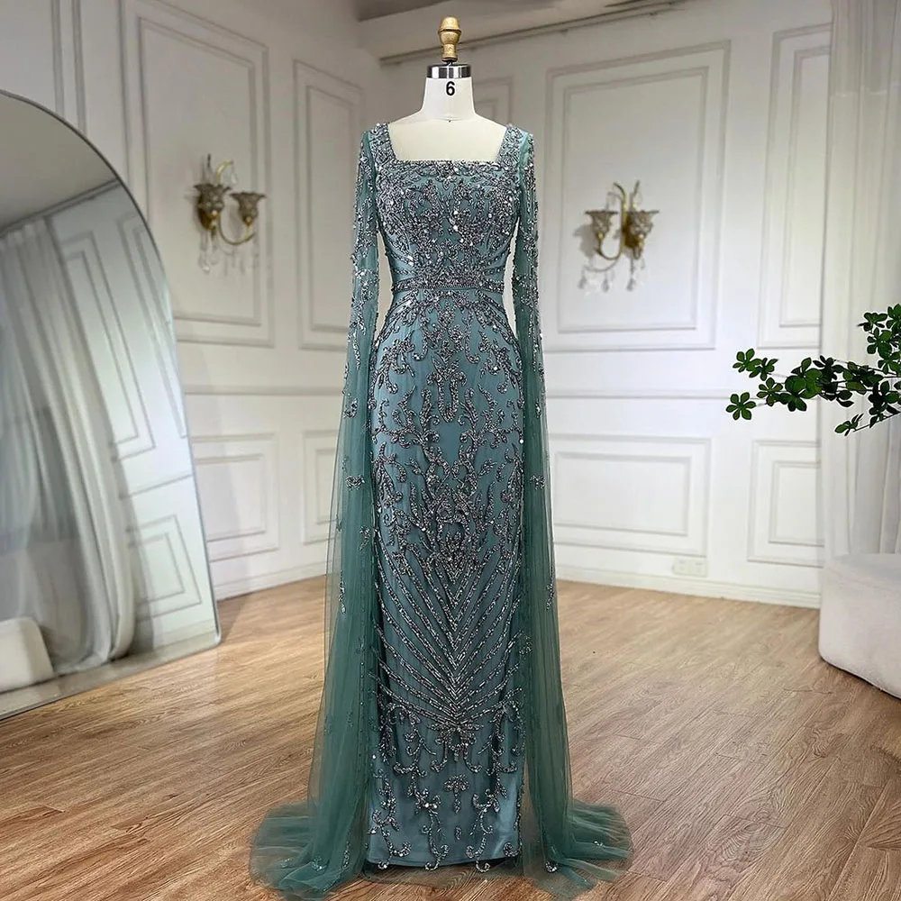 knee length dresses for ladies Macloth 3/4 Sleeves Lace Chiffon Long Mother of The Brides Dress Turquoise Evening Gown Custom Color / Above Knee / US14