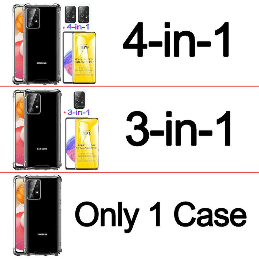 Galaxy A54 Anti-shock Clear Case for Samsung A34 A22 Galaxy A72 a53 Silicone Phone Cases Samsung A54 A52 A32 Protective Case Samsung a02 а03s a53 5g Tempered Glass Samsung A33 Case Samsung A03s Soft Cover A32