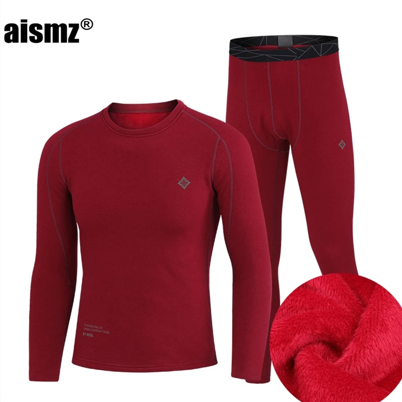 Aismz Winter Thermal Underwear Men\'s Clothing Sportswear First Layer Man Underwear Suits For Men Fleece Second Skin Long Johns