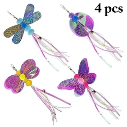 4PCS Pet Supplies Cat Teaser Wand Refill Funny Butterfly Kitten Teaser Stick Replacement Refill Attachment Plush Tassel Cat Toys