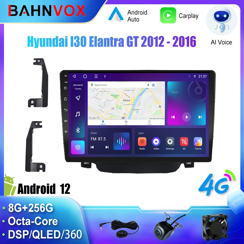 9'' Android 12.0 Car Radio for Hyundai I30 Elantra GT 2012 2016 GPS Navigation Multimedia Player WIIF Carplay Stereo Head Unit