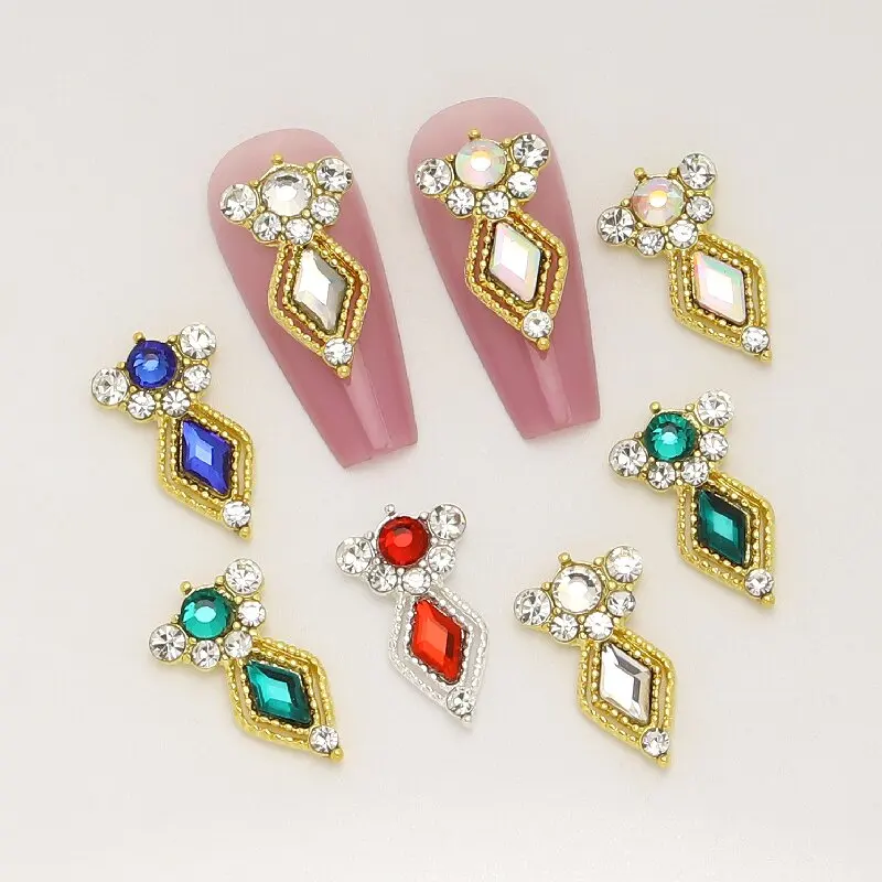 

100pcs Gold Silver 3D Nail Art Charms Shape Crystal Rhinestone Stones Nail Jewelry For Acrylic Nail Designer Accessories Decor