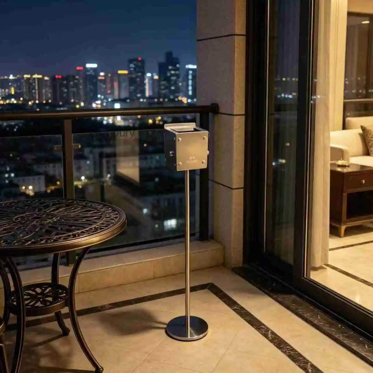 Floor-standing stainless steel ashtray, outdoor waterproof and fireproof, suitable for home, living room, hotel, and commercial