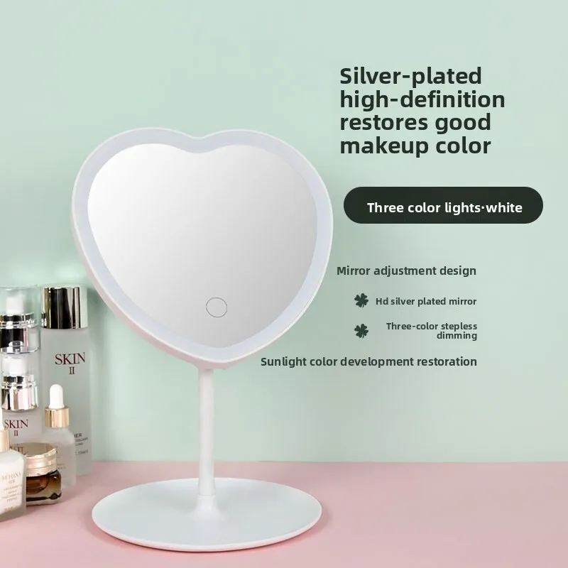 Espejo de maquillaje LED ajustable con luz, espejo de tocador portátil para escritorio, dormitorio, TikTok, espejo de belleza cosmético Viral, espejos de maquillaje