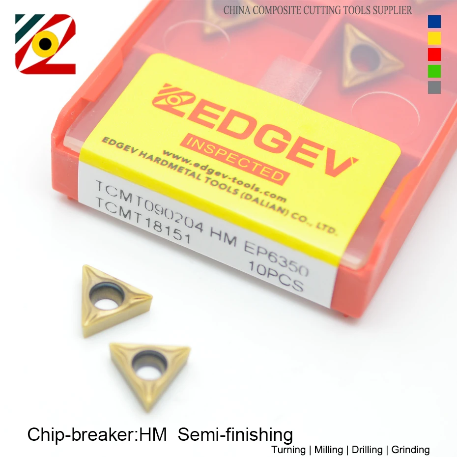 EDGEV CNC คาร์ไบด์ TCMT090204 TCMT0902048เครื่องกลึงเครื่องตัดเครื่องมือ Indexable ตัดเครื่องมือเครื่องจักรกลสแตนเลส M