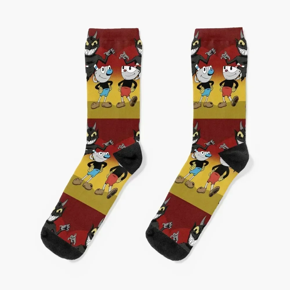 

Cuphead and Mugman Socks snow Rugby football compression Socks Men Women's