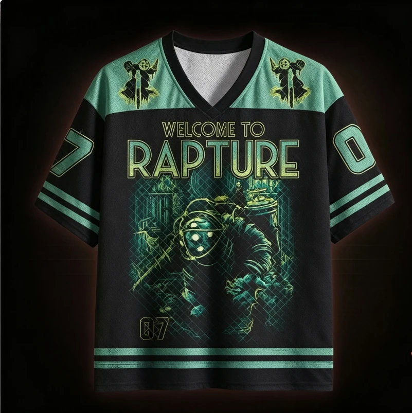 Summer new V-neck T-shirt fashion trend Halloween style unisex black green 3D printed zombie pattern