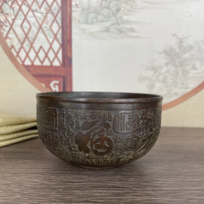 

Antique Style Hundred Blessings Bowl Ornament New Chinese Style Home Study Collection Art Entrance Decoration Gift Ornament