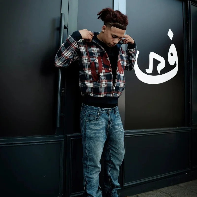 سويت شيرت بقلنسوة مطرز منقوش على الموضة الأمريكية الرجعية للرجال والنساء، سترة فضفاضة غير رسمية بسحاب في الشارع