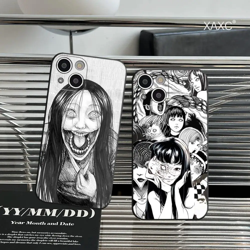 Horror Comic Junji Ito Tomie Tees Phone Case for Iphone 15 14 12 11 13 Pro Max Mini X XR XS 7 8 Max SE 2020 Soft Dark Skeleton P
