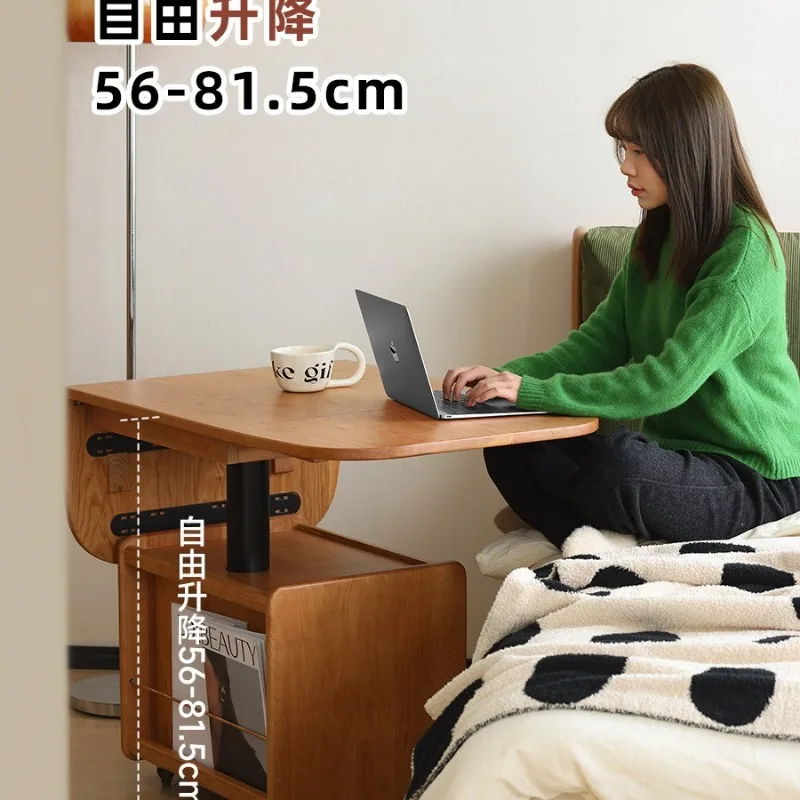 Modern cherry wood potato lift folding coffee table movable coffee table log wind living room small apartment sofa side table