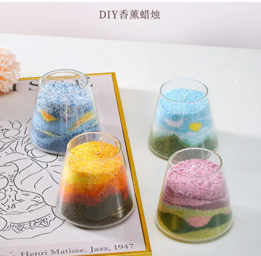 

3282628 Premium Creative DIY Sand Painting Scented Candle Handmade Kit, Desktop Decoration, Unique & Elegant Gift