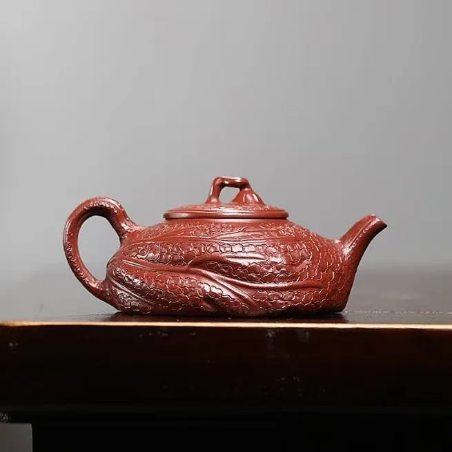 Hand‑crafted Yixing Zisha Teapot, One Leaf Knows Autumn Theme, Da Hong Pao Raw Clay, Practical Household Kung Fu Tea Brewing Tea