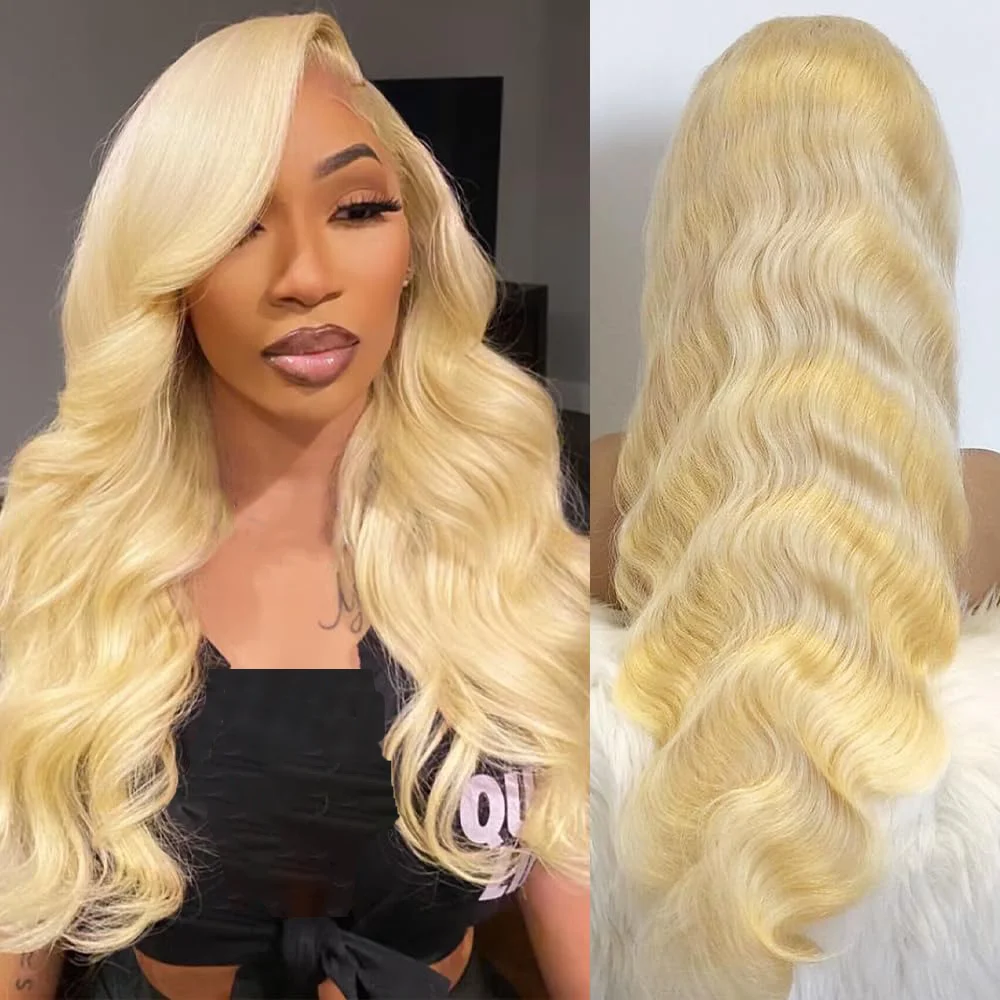13x6 Lace Front Wig 220 Density Natural Hairline With Baby Hair 613 Human Hair Body Wave Blonde Lace Frontal Wigs for Women  28 36 Inch