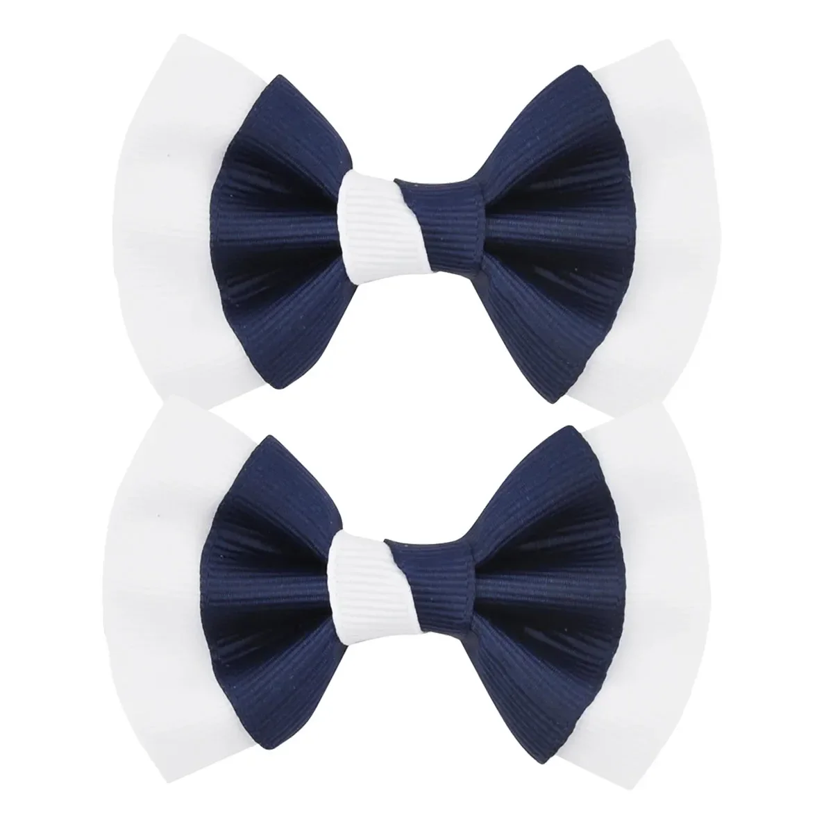 2PC/sets 3 inch Children Cute Navy White Ribbon Hair Bow Hair Alligator Clips Barrettes Bowknot Headwear Girls Hair Accessories