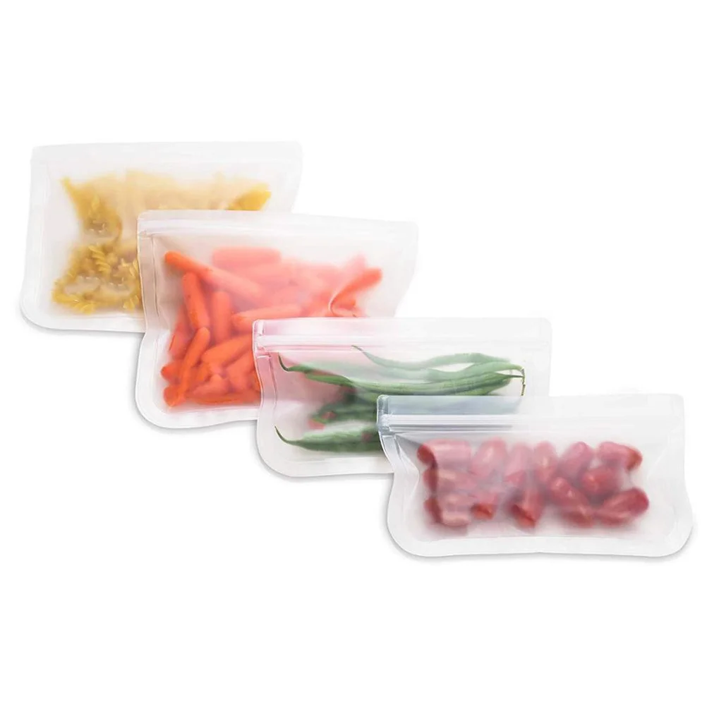 

4Pcs Food Storage Bags Frosted Translucent Leakproof Pinch-Lock Keeping Bag for Fruit Vegetable Snack Sandwich