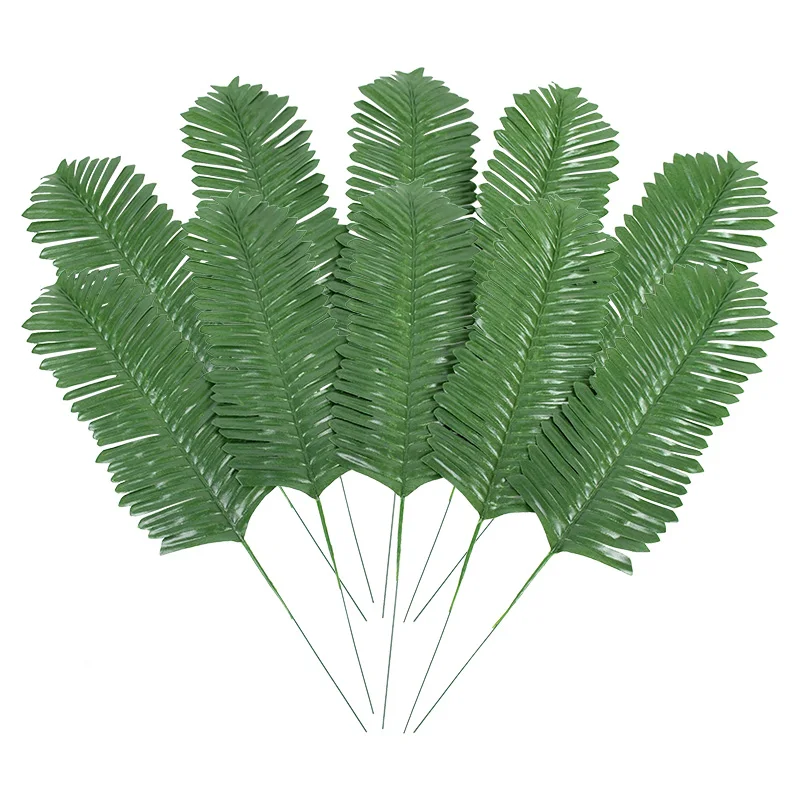 10/20 Stück künstliche grüne Palmblätter, tropische Monstera-Seidenschildkrötenblätter für hawaiianisches Luau-Strand, Hochzeit, Party, Heimdekoration – Detail 9