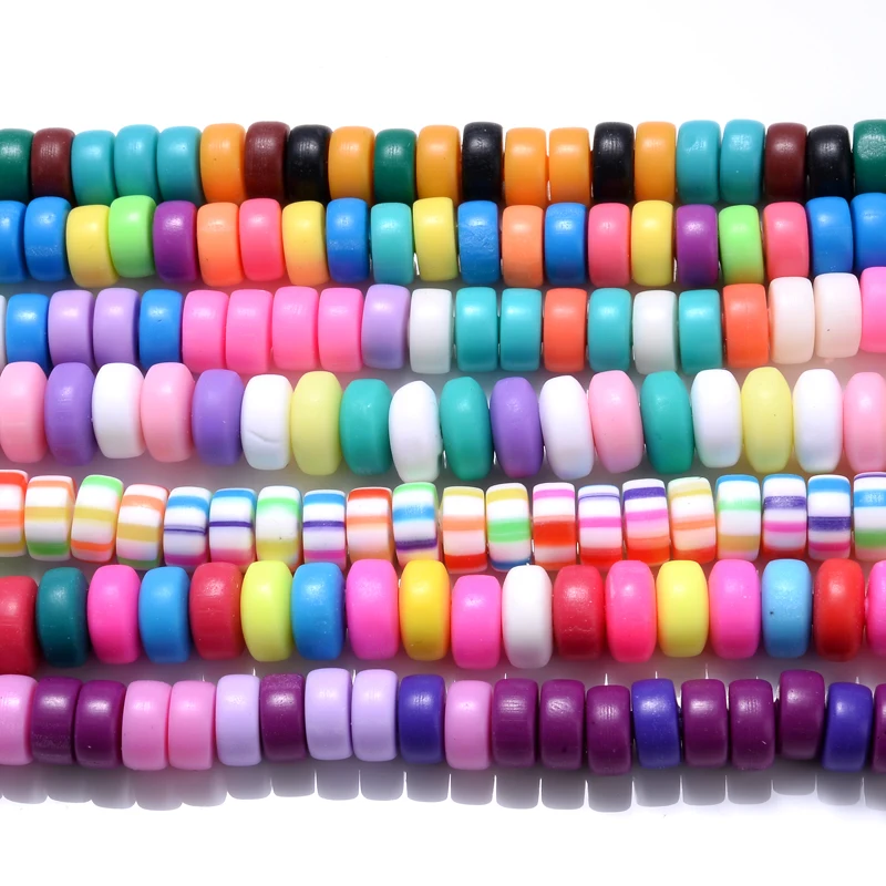 Approx 110Pcs/Strand 6mm Flat Round Clay Beads Polymer Clay Spacer Loose Beads For Jewelry Making Necklace Bracelet Accessories