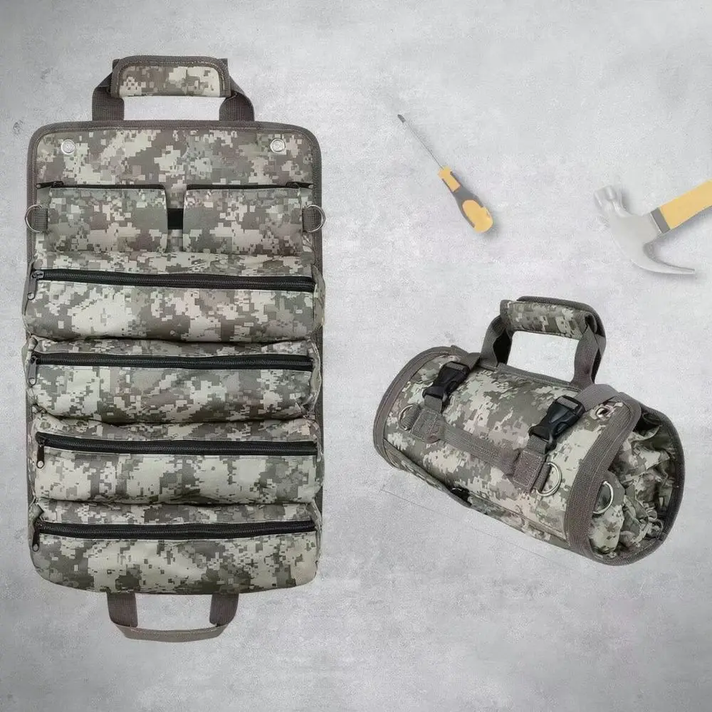 Compact Roll Up Tool Organizer Durable Hardware Storage Pouch For Car Repair Electrician Woodworking Tool Carrier Bag