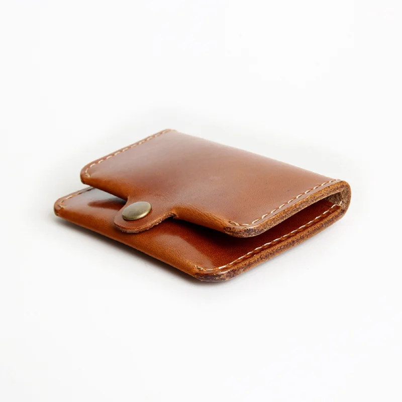 100% Genuine Leather Credit Card Holder For Men Male Vintage Handmade Cowhide Short Small ID Holders Purse Mini Wallet Case