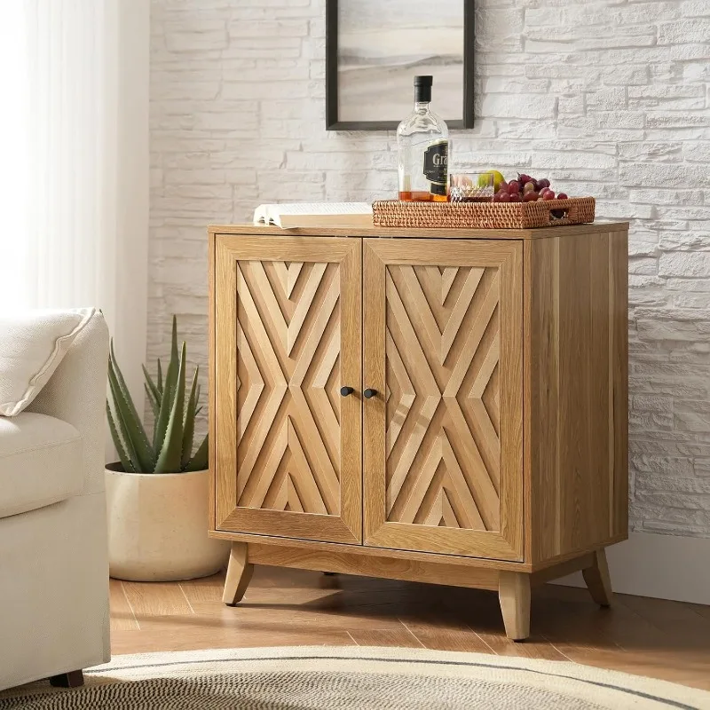 

Буфет-буфет E Mid Century с ножками из массива дерева, кухонный шкаф для хранения 29 дюймов с 2 дверцами и 5 регулируемыми