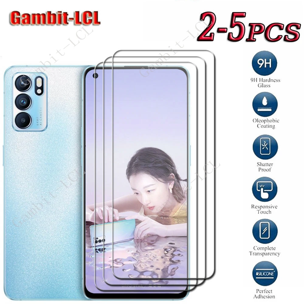 

2-5PCS 9H HD Original Tempered Glass For OPPO Reno6 5G 6.43" OPPOReno65G Reno 6 Reno65G Screen Protective Protector Cover Film