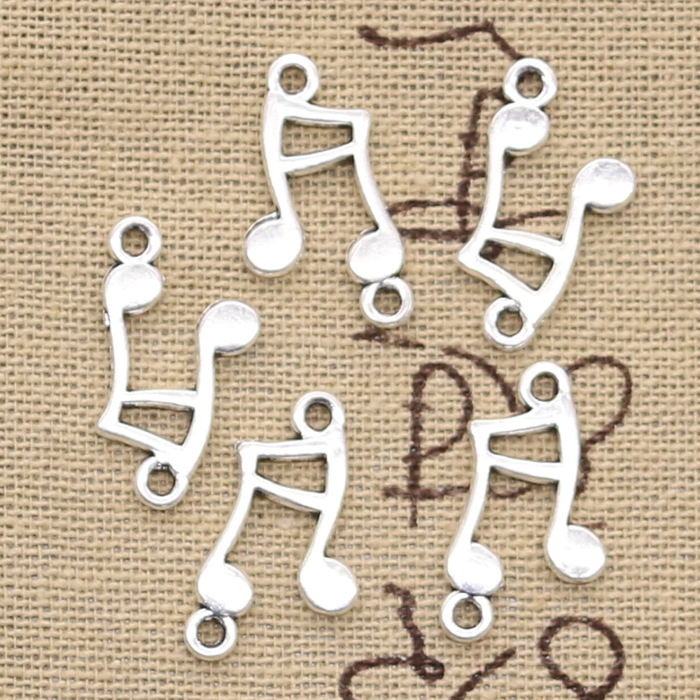 50pcs Charms Musical Note Connector 10x19mm Antique Silver Color Pendants Making DIY Handmade Tibetan Silver Color Jewelry