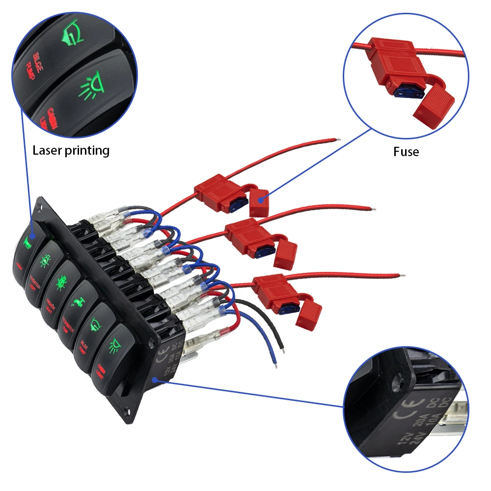 STTL Waterproof Switch Manufacturer 12v 24volt 8gang Aluminum Boat Led Rocker Marine Switch