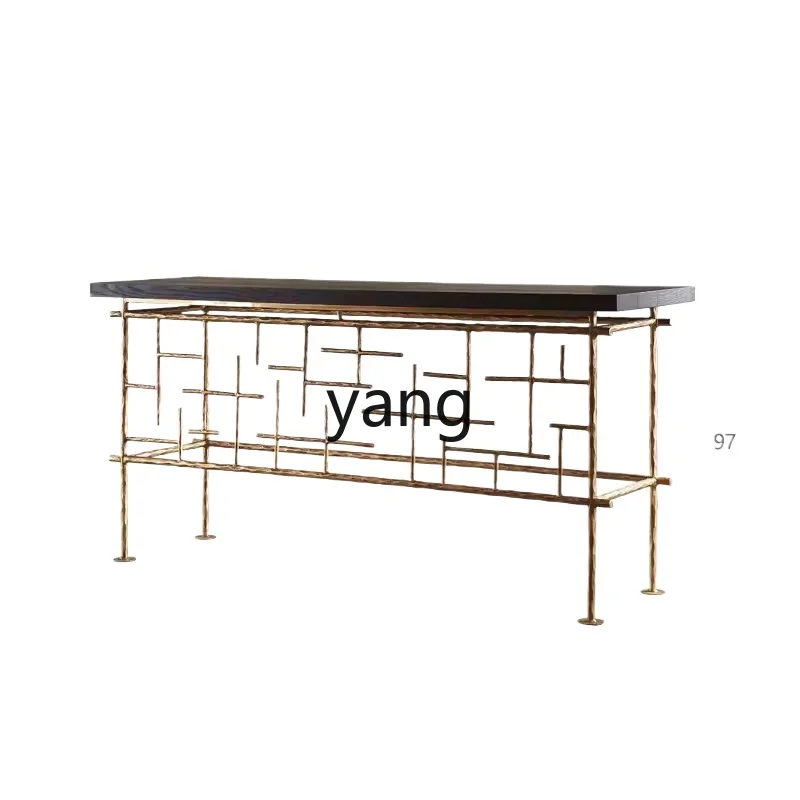 LMMhand-forged retro old bronze wrought iron long table