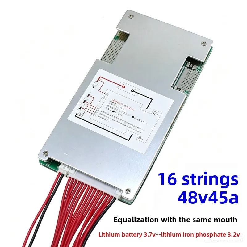 16S 48V Lithium Iron Phosphate BMS, 3.2V Cell Balanced Protection Board, for Electric Vehicles, Tricycles and Motorcycles