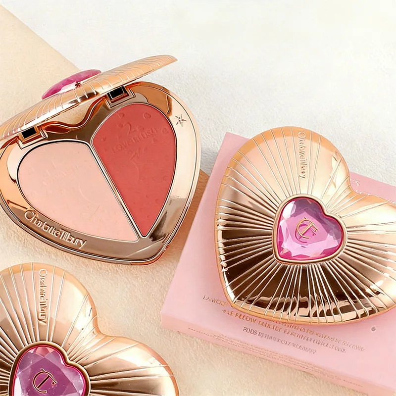 Colorete Bicolor Heart de Charlotte Tilbury, Maquillaje de Larga Duración, Polvo Iluminador Impecable, Suave, Multiusos, Cosméticos Naturales para el Rostro