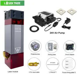 LASER TREE 10W Optical Power Laser Module with 24V Air Pump Compressor for CNC Machine Laser Cutting DIY Wood Engraver Tools