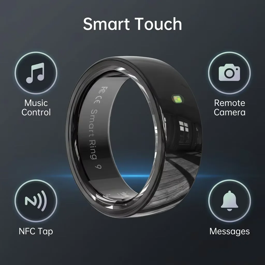R05 Smart Ring Men Women Heart Rate Blood Oxygen Monitor NFC Health Tracker Sleep Stress Monitor 5ATM Waterproof Multi Sport