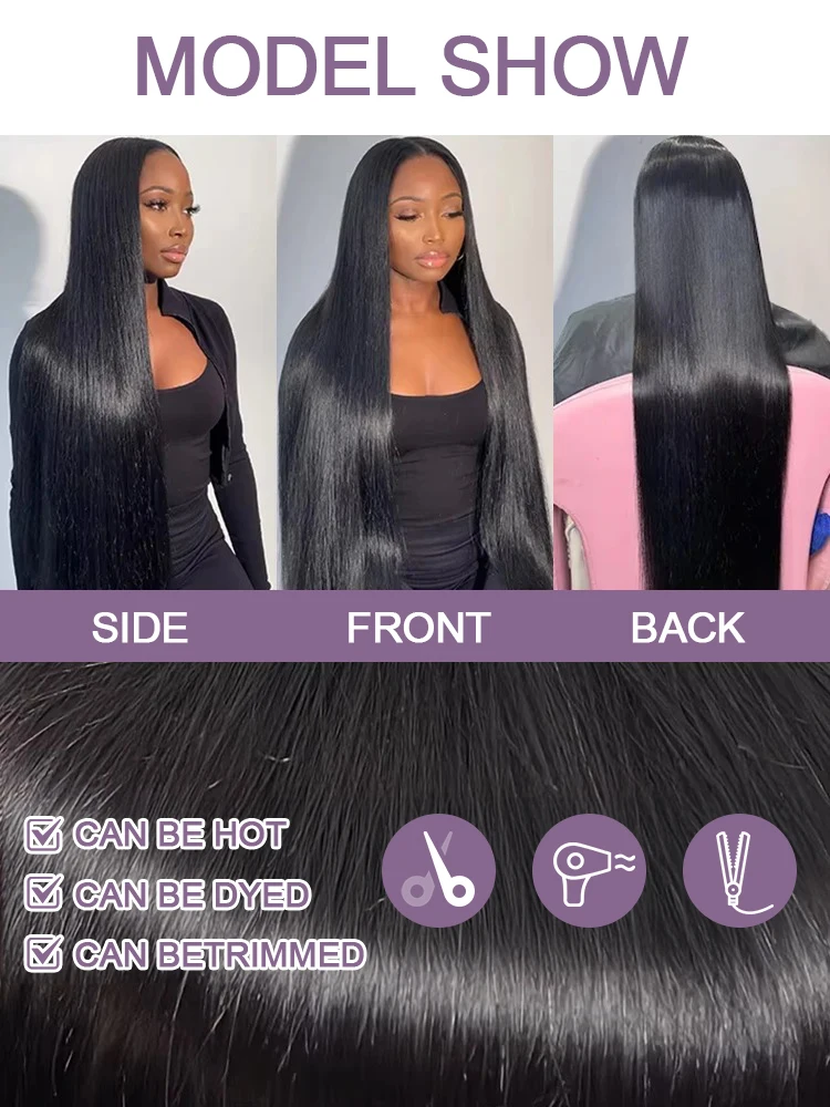 300 Density Wear and Go Glueless Straight HD Lace 13x6 13x4 Lace Front 4x4 Closure Vietnamese Human Hair Wigs for Women image 2