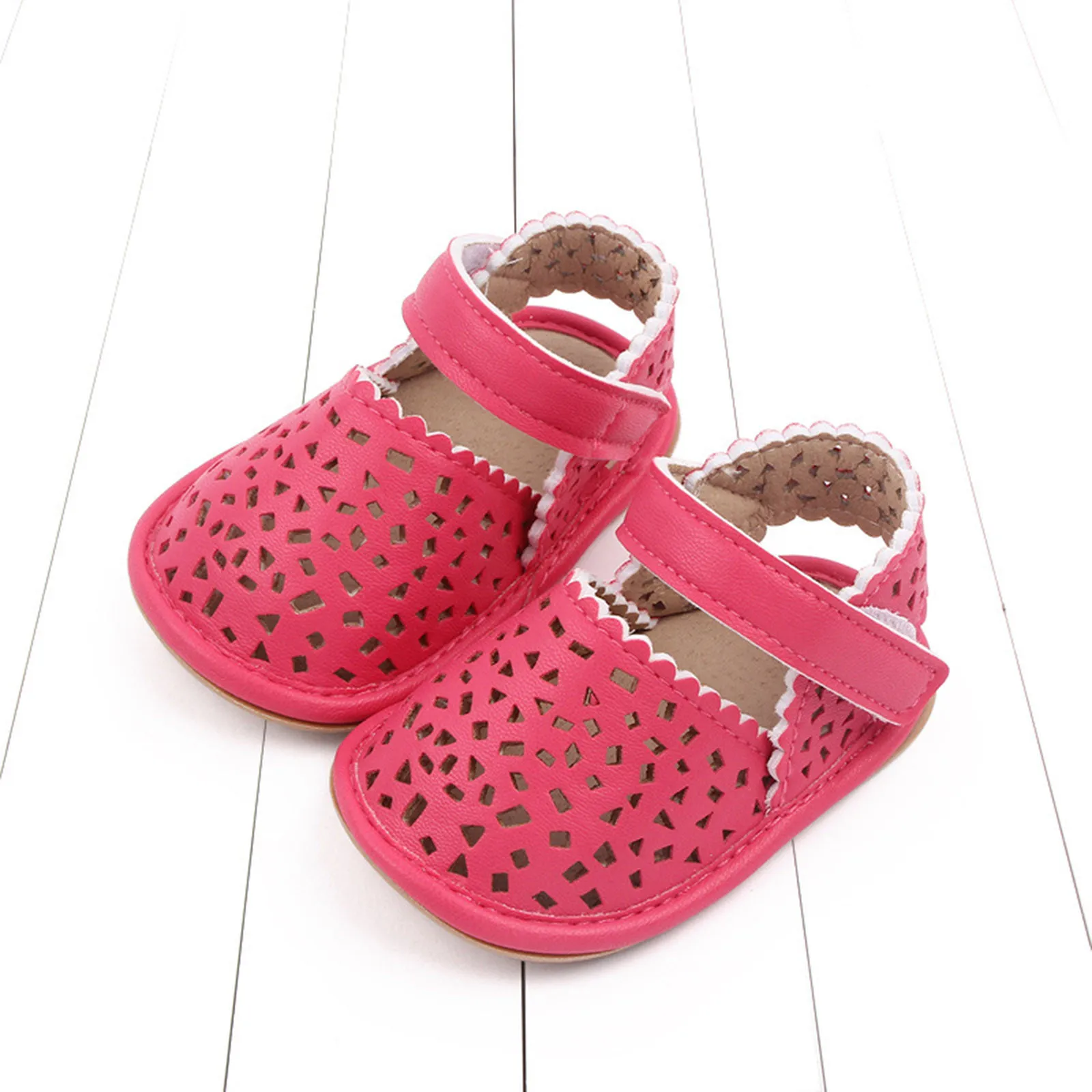 Summer Children Baby Toddler Shoes Boys And Girls Light Hollow Breathable Comfortable Solid Color Hook Loop 2024 Hot Selling