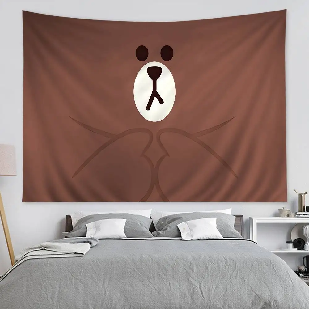 L-Lines F-Friends Brown Bear DIY Wall Tapestry for Living Room Home Dorm Decor Wall Art Decor