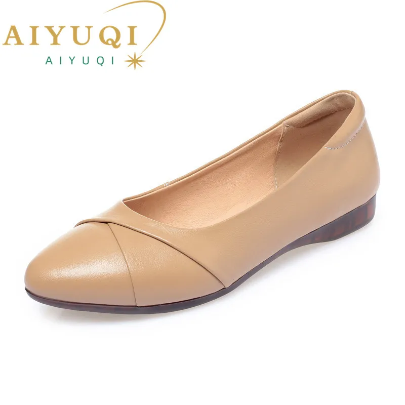 

AIYUQI Women Loafer Casual Slip-on 2025 New Spring Genuine Leather Mother Shoes Comfortable Non-slip Large Size Ladies Flat Shoe