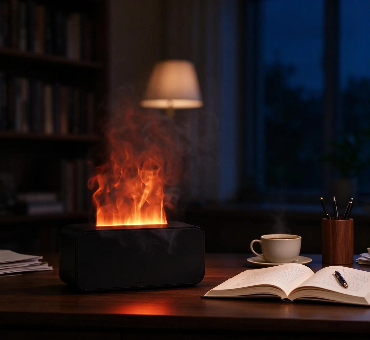 RGB Colorful Flame Ultrasonic Aromatherapy Humidifier for Bedroom Living Room Relaxation Atmosphere Light Diffuser with Essentia