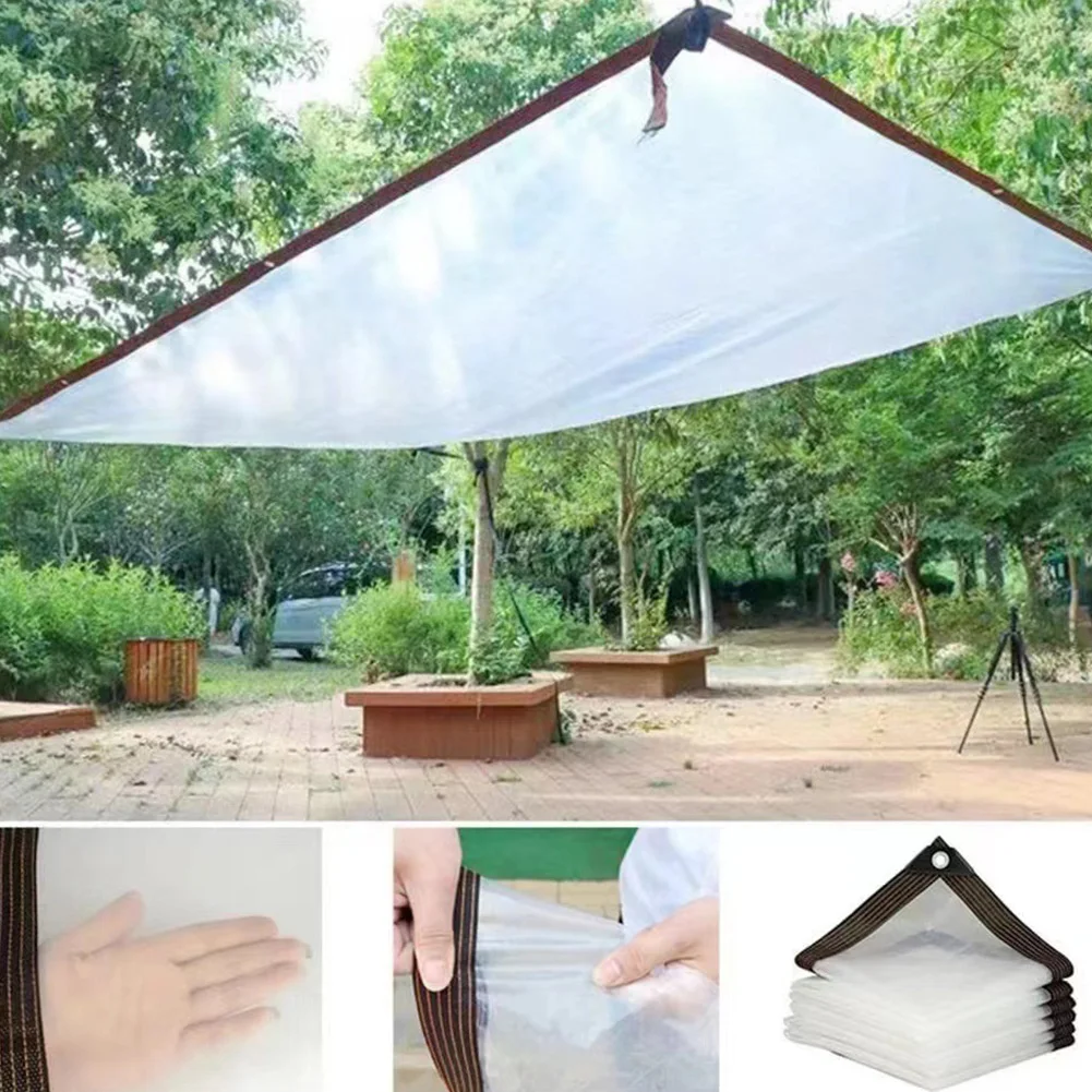 Lonas transparentes impermeables de PE, gruesas y resistentes a desgarros contra la lluvia, tela de cobertura, malla de hoja de suelo para invierno y exteriores