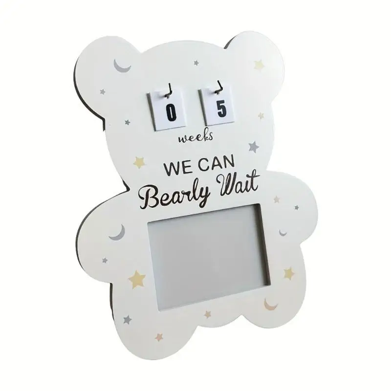 E8BD Ultrasounds Sonogram Picture Frame with Milestones Trackers Elegant Wooden Keepsakes for Expecting Parent Nursery Decors