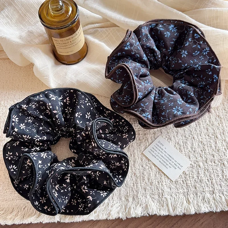 Retro Frankreich Stil Floral Gedruckt Multi-schicht Scrunchies Temperament frauen Brötchen Kopf Blume Pferdeschwanz Haar Seil Haar Zubehör
