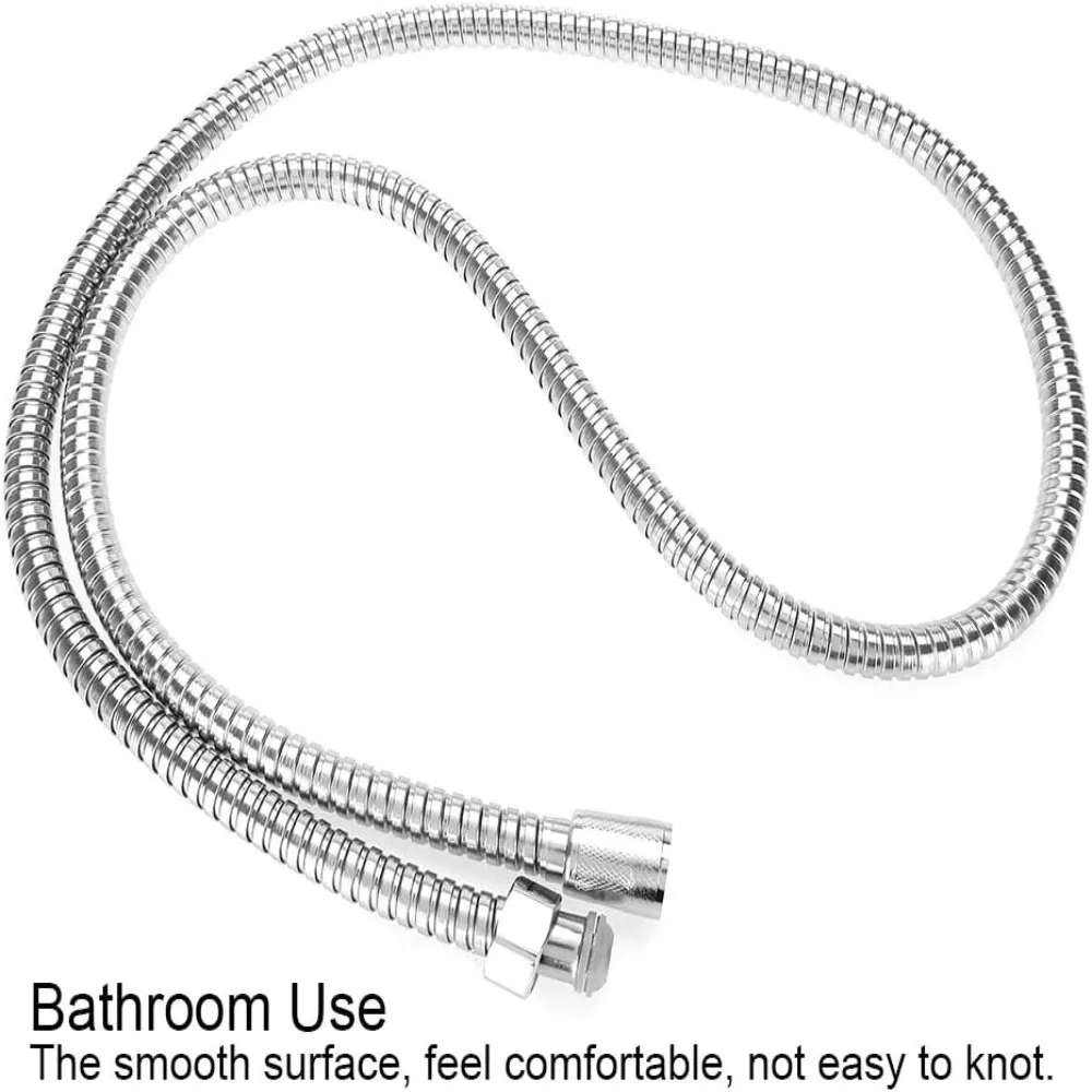 2 Pack 150cm Shower Hose Replacement Chrome Finish Inner tube PVC Flexible Shower Hose Flexible Connector