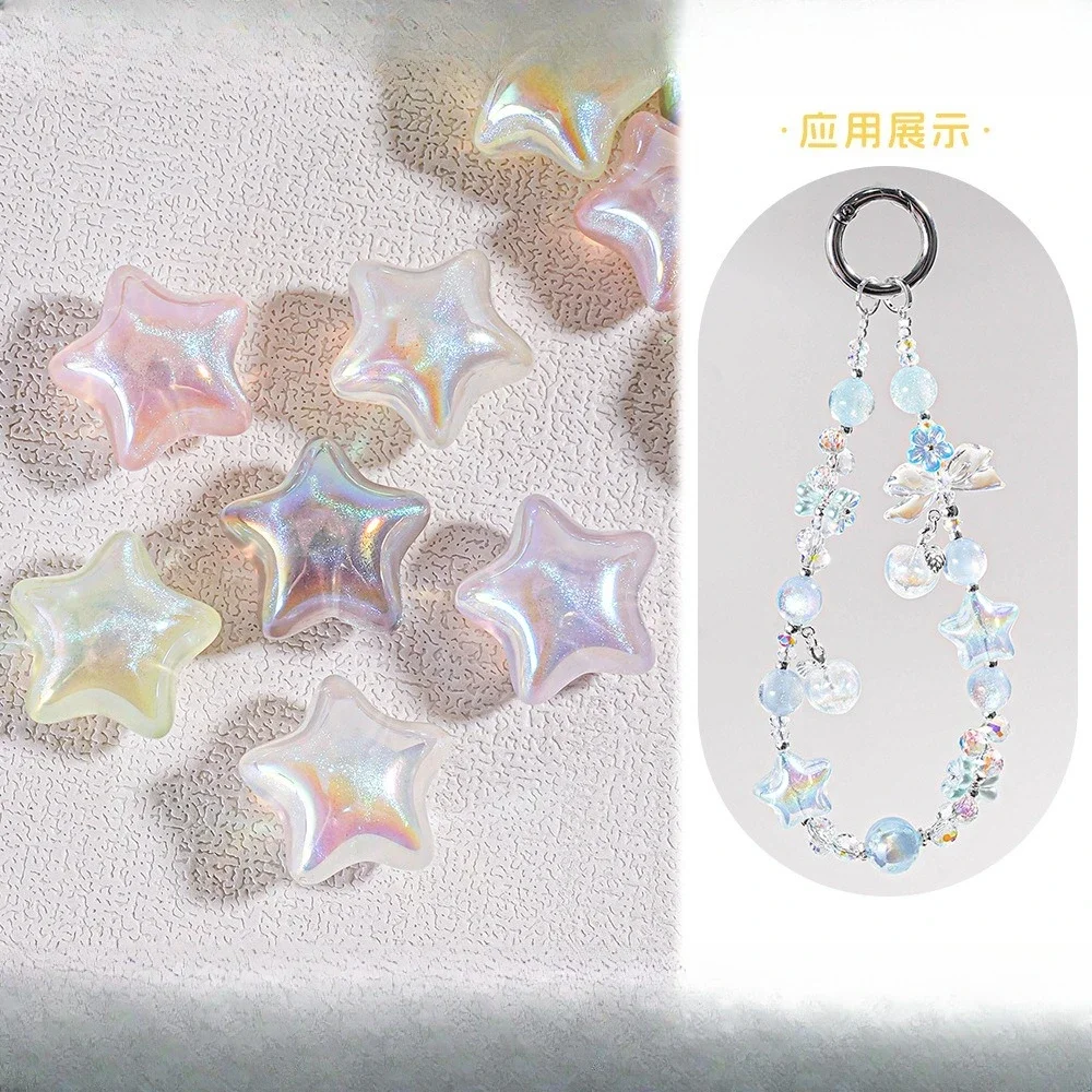 10pcs star 17MM resin straight hole through hole five-pointed star bag chain mobile phone chain DIY material