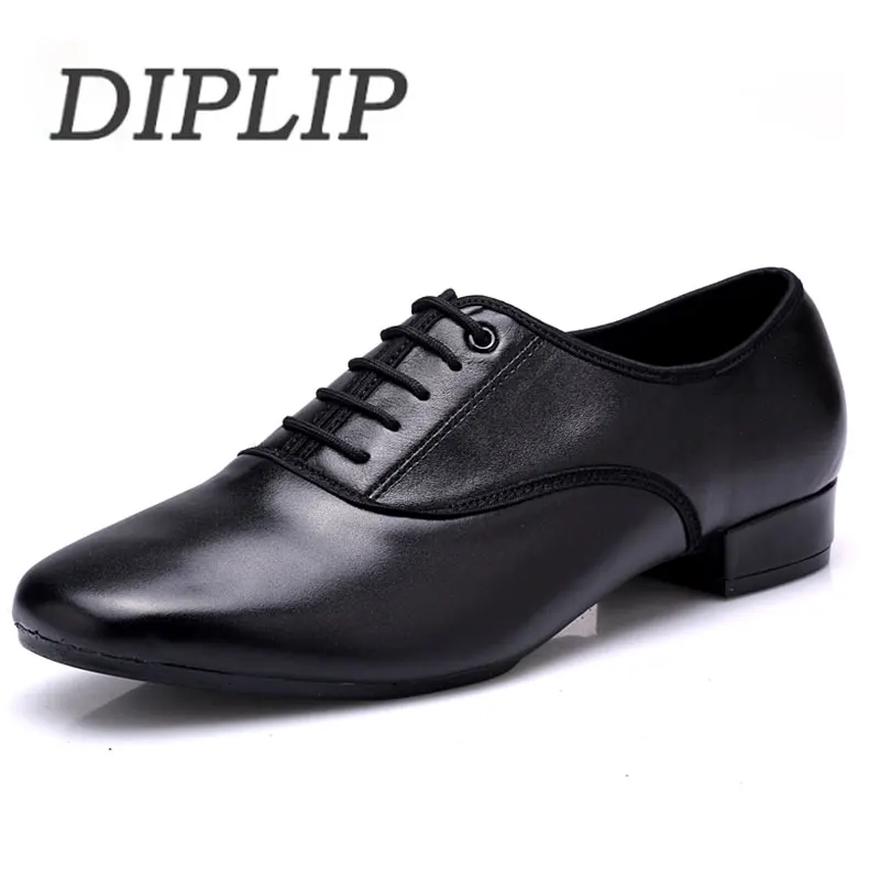 Diplip Men Dance Shoes Latin dancing Shoes Tango Shoes Ballroom Shoe Black PU Leather Outsole Practice Modern Rumba Dancing Shoe